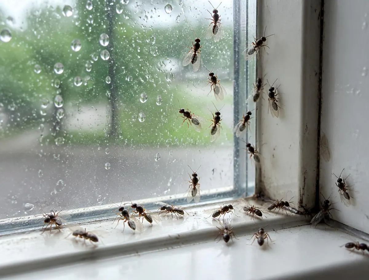 Winged ants inside the house, especially after rain, a sign checked during ant control
